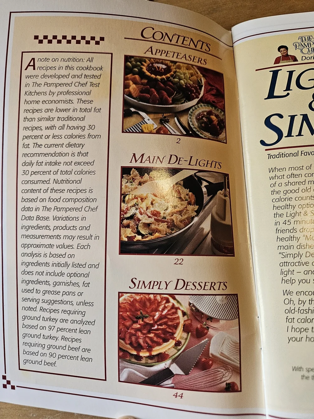 The Pampered Chef Recipe Book Lot, Season's Best; Light & Simple; Food Family